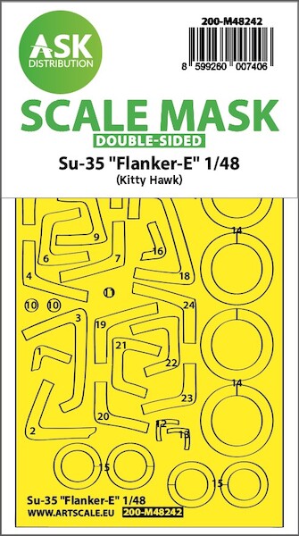 Masking Set Sukhoi Su35 Flanker E Canopy, Wheels (Kitty Hawk) Double Sided 200-M48242