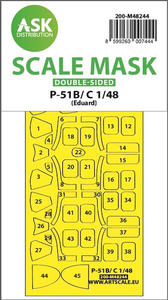 Masking Set P51B-C Mustang Canopy, Wheels (Eduard) Double Sided 200-M48244