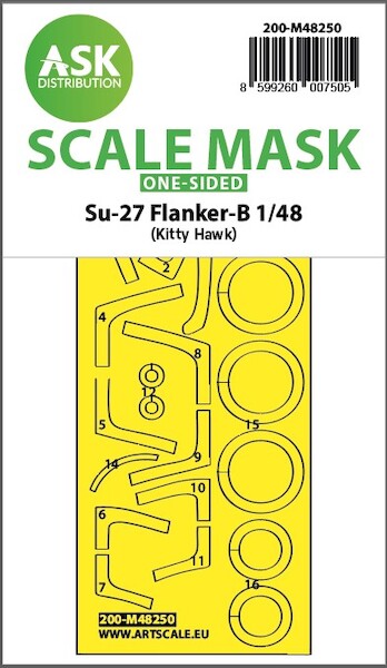 Masking Set Sukhoi Su27 Flanker B Canopy, Wheels (Kitty Hawk) Single Sided 200-M48250