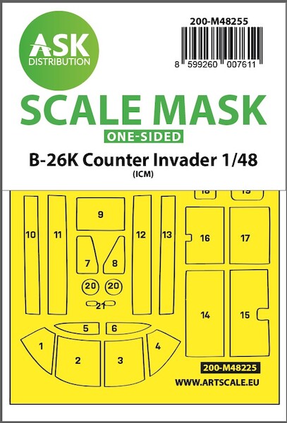 Masking Set Douglas B26K Counter Invader Canopy (ICM) Single Sided 200-M48255