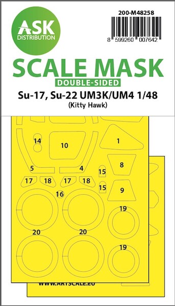 Masking Set Sukhoi Su17/Su22UM3K/UM4 Fitter Dual Canopy, Wheels (Kitty Hawk) Double Sided 200-M48258