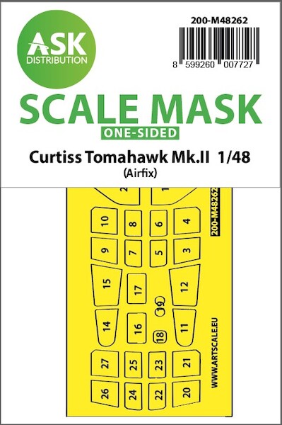 Masking Set Curtiss Tomahawk MKII Canopy (Airfix) Single Sided 200-M48262