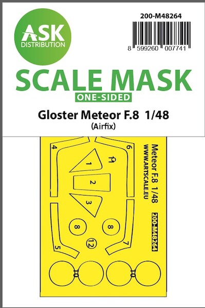 Masking Set Gloster Meteor MK F8  Canopy, wheels  (Airfix) Double Sided Sided  200-M48265