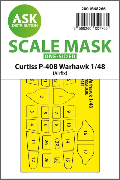 Masking Set Curtiss P40B Warhawk Canopy (Airfix) Single Sided 200-M48266