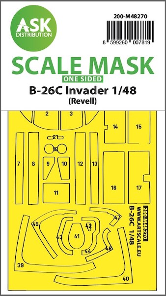 Masking Set Douglas B26C Invader Canopy (Revell Single Sided  200-M48270