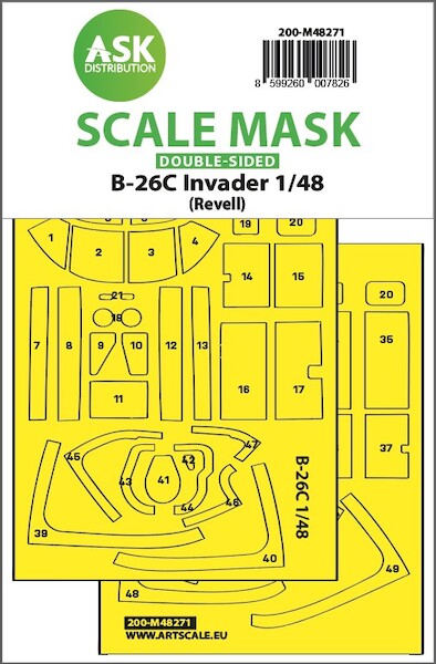 Masking Set Douglas B26C Invader Canopy (Revell Double Sided 200-M48271