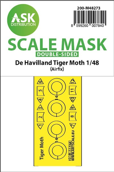 Masking Set De Havilland Dh82a Tiger Moth Windshield and wheels (Airfix) Double Sided 200-M48273