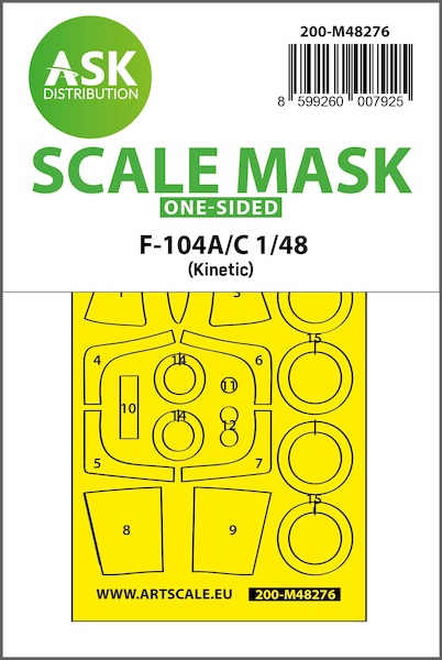 Masking Set Lockheed F104A/C Starfighter Canopy and wheels (Kinetic) Single Sided 200-M48276