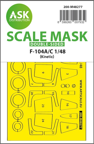 Masking Set Lockheed F104A/C Starfighter Canopy and wheels (Kinetic) Double Sided 200-M48277