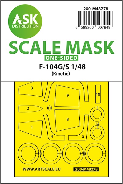 Masking Set Lockheed F104G/S Starfighter Canopy and wheels (Kinetic) Single Sided 200-M48278