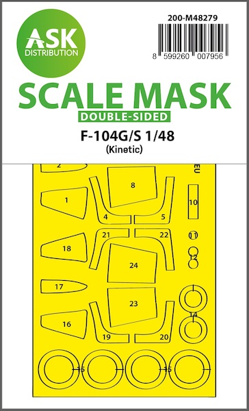 Masking Set Lockheed F104G/S Starfighter Canopy and wheels (Kinetic) Double Sided 200-M48279