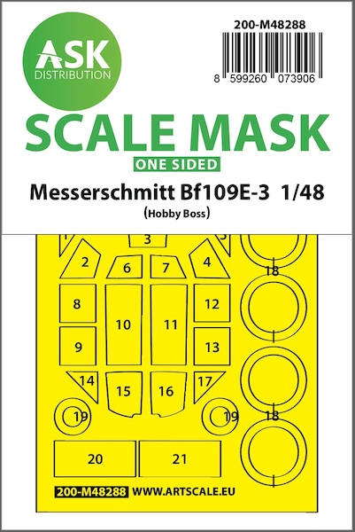 Masking Set Messerschmitt BF109E-3  Canopy and wheels (Hobby Boss) Single Sided  200-M48288