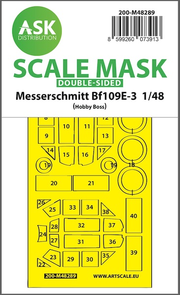 Masking Set Messerschmitt BF109E-3 Canopy and wheels (Hobby Boss) Double Sided 200-M48289