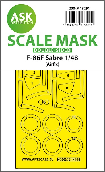 Masking Set F86F Sabre Canopy and wheels (Airfix) Double Sided 200-M48291