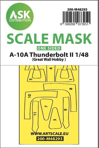 Masking Set A10A Thunderbolt II  Canopy (Great Wall Hobby) Single Sided  200-M48293