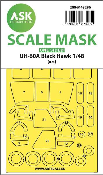 Masking Set Sikorsky UH60A Black Hawk Canopy and wheels (ICM) Single Sided  200-M48296