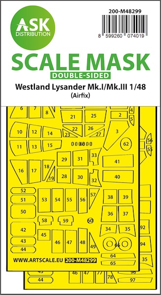 Masking Set Westland Lysander MKI/MKIII Canopy (Airfix) Double Sided 200-M48299