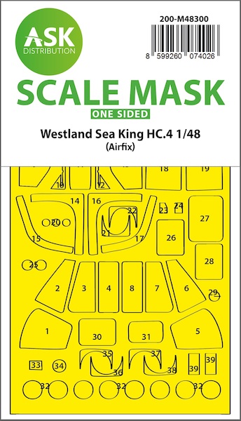 Masking Set Westland Sea King HC4 Canopy (Airfix) Single Sided 200-M48300
