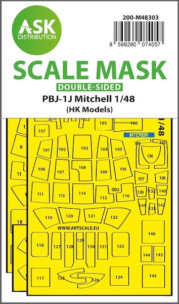 Masking Set PBJ-1J Mitchell Canopy and other glassparts (Hong Kong Models ) Double Sided 200-M48303