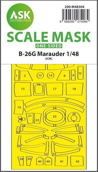 Masking Set B26G Marauder Canopy and other glassparts (ICM) Single Sided 200-M48304