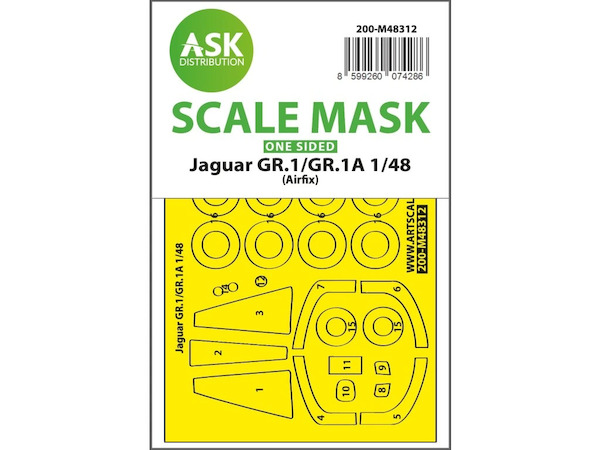 Masking Set Jaguar GR1/GR1a  Canopy and wheels  (Airfix) Single Sided  200-M48312