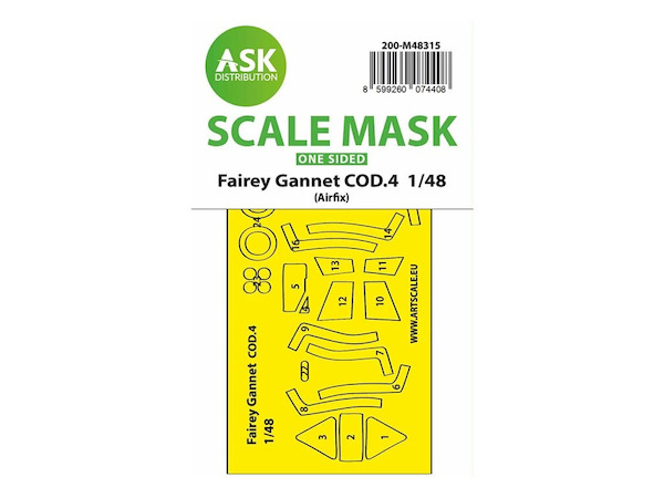 Masking Set Fairey Gannet COD4 Canopy Single Sided (Airfix)  200-M48315