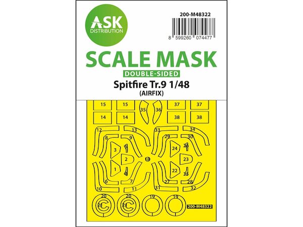 Masking Set Spitfire Tr9 Canopy Double Sided (Airfix)  200-M48322