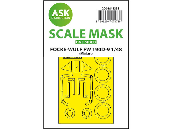 Masking Set Focke Wulf FW190D-9 Canopy and wheels Single Sided (MiniArt)  200-M48333