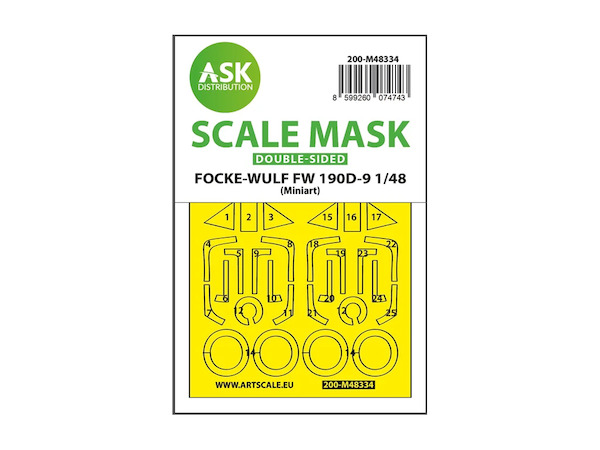 Masking Set Focke Wulf FW190D-9 Canopy and wheels Double Sided (MiniArt)  200-M48334