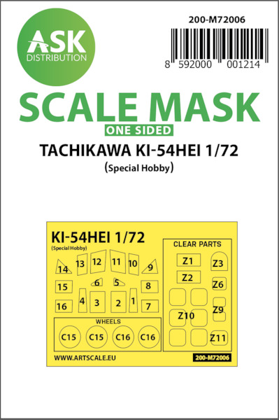 Masking Set Tachikawa Ki54 Hei (Special Hobby) Single sided 200-M72006