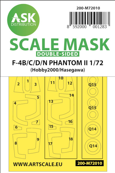 Masking Set F4B/C/D/N Phantom II (Hobby 2000 / Hasegawa) Double sided 200-M72010