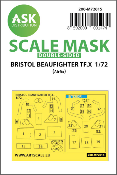 Masking Set Bristol Beaufighter TF.X  (Airfix) Double sided  200-M72015