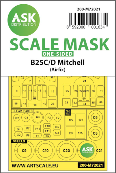 Masking Set B25C/D Mitchell  (Airfix) Single sided  200-M72021