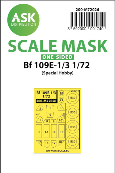 Masking Set Messerschmitt BF109E-1/3  (Special Hobby) Single sided  200-M72026