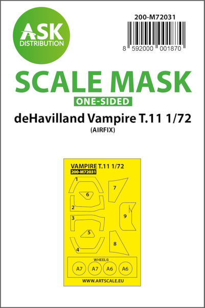 Masking Set Vampire T11 (Airfix) Single sided 200-M72031