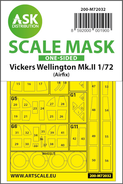 Masking Set Vickers Wellington MKII (Airfix) Single sided 200-M72032