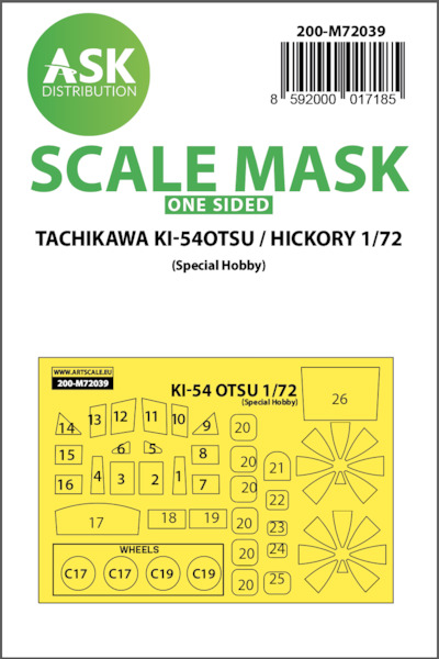 Masking Set Tachikawa Ki54 Otsu "Hickory" Glassparts and wheels (Special Hobby) Single sided 200-M72039