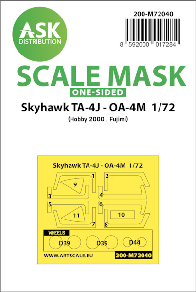 Masking Set Douglas TA4J - OA4M Skyhawk Glassparts and wheels (Hobby 2000, Fujimi) Single sided 200-M72040