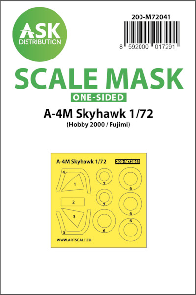 Masking Set Douglas A4M Skyhawk Glassparts and wheels (Hobby 2000, Fujimi) Single sided 200-M72041