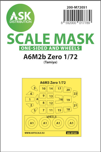 Masking Set Mitsubishi A6M2b Zero Glassparts and wheels (Tamiya) Single sided 200-M72051