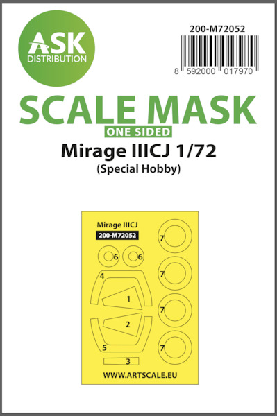 Masking Set Mirage IIICJ Canopy and wheels (Special Hobby)  Single sided  200-M72052