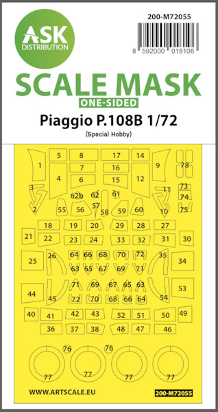Masking Set Piaggio P108B " Glasparts and wheels (Special Hobby)  Single sided  200-M72055