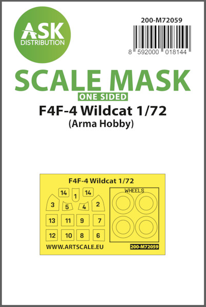 Masking Set F4F-4 Wildcat Canopy & Wheels (Arma Hobby) Single sided 200-M72059