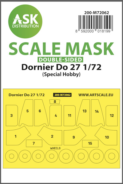 Masking Set Dornier Do27 Canopy and wheels (Special Hobby) Single sided 200-M72062