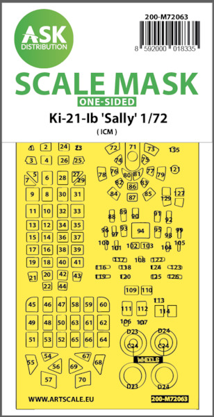 Masking Set Mitsubishi Ki21-1b Donryu "Sally" Canopy and wheels (ICM)  Single sided  200-M72063