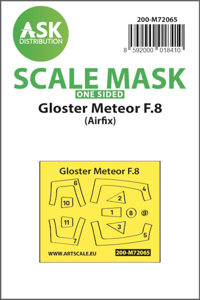 Masking Set Gloster Meteor F Mk8 Canopy (Airfix) Single sided 200-M72065