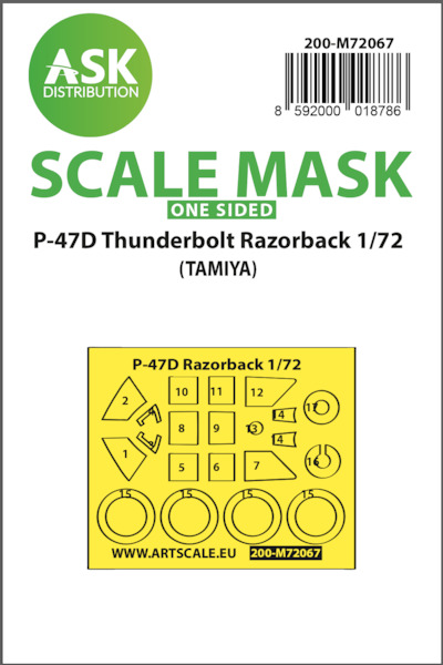 Masking Set Republic P47D Thunderbolt Bubbletop Canopy and wheels (Tamiya) Double Sided  200-M72067