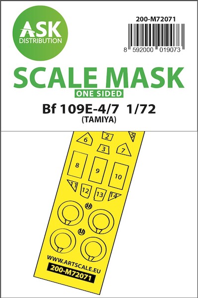 Masking Set Messerschmitt BF109E-4/7 Canopy and wheels (Tamiya) Single Sided 200-M72071