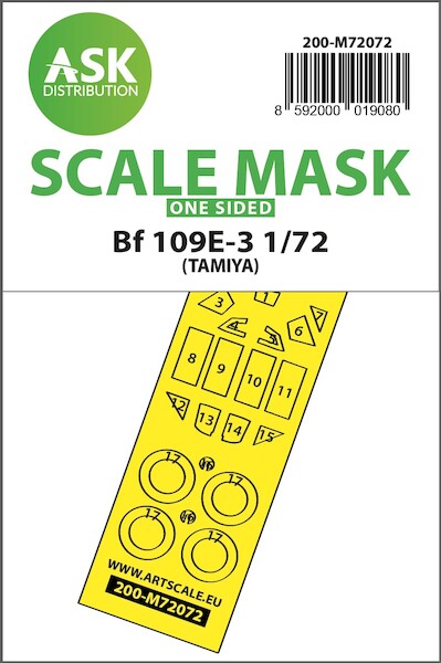 Masking Set Messerschmitt BF109E-3 Canopy and wheels (Tamiya) Single Sided 200-M72072