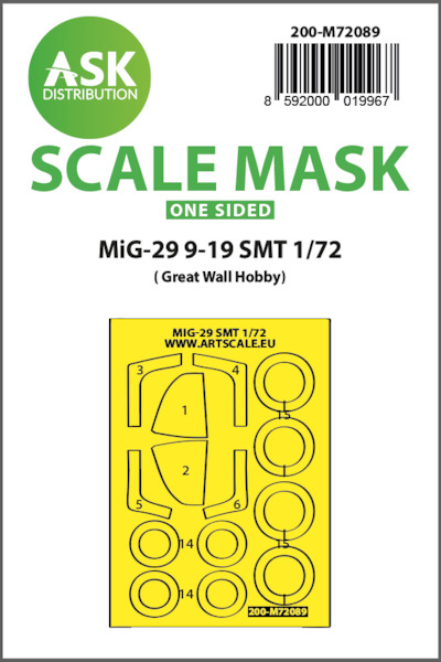 Masking Set Mikoyan MiG29SMT  9-19 Fulcrum (Great Wall Hobby) Single Sided  200-M72089